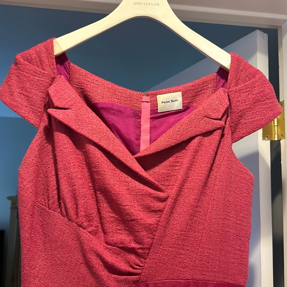 PETER SOM unique linen/wool/silk sheath midi dress. Elevated details. EUC. 10 - Picture 2 of 7